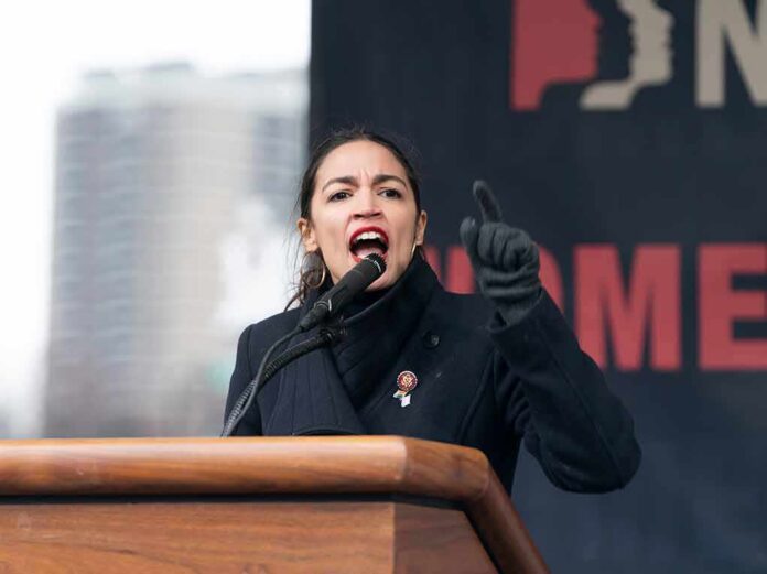 Person speaking passionately at a podium with microphone