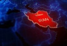 Map highlighting Iran with Tehran marked.