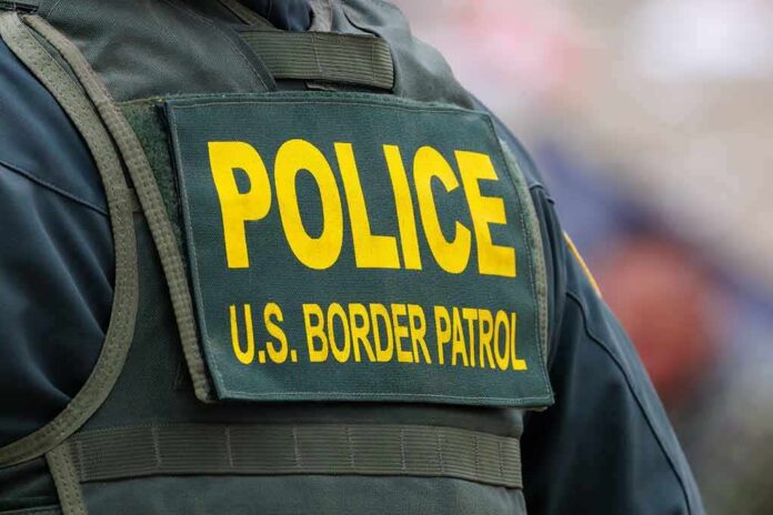 Police U S Border Patrol uniform close up