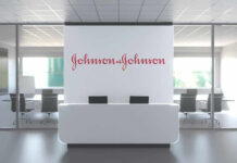 Office lobby with Johnson and Johnson logo