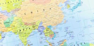 A detailed political map of Asia showing various countries and regions