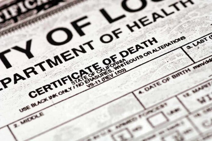 shutterstock_958592.jpg Close-up of a California death certificate document