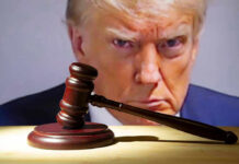 Legal Chaos: Can Trump Ignore the Supreme Court? Gavel in front of a serious mans face.