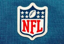 NFL logo patch on a blue background