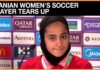 Iranian Women's Soccer Player Tears up During News