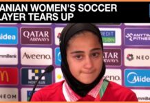 Iranian Women's Soccer Player Tears up During News