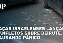 Israeli fighter jets drop leaflets over Beirut, causing panic.