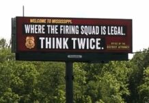 New Mississippi billboard grabs drivers' attention, warns 'firing squad is legal'