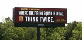 New Mississippi billboard grabs drivers' attention, warns 'firing squad is legal'