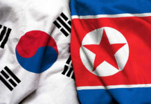 Korean Presidents Gets 30-Year Sentence After Drone Incident! South Korean and North Korean flags side by side