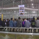 Disturbing Audio Captured After 85,000 Kids Missing! People sitting on benches inside a fenced facility.
