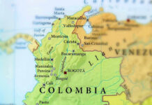 Map showing Colombia and surrounding countries.