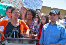 Hollywood Blast Ignites Tlaib Firestorm Group of people at an outdoor press event.