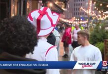 England fans arrive in Boston for World Cup match against Ghana