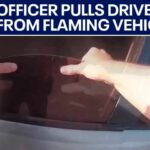 Dashcam Inferno: Cop Shatters Glass, Saves Driver Texas police officer pulls driver from flaming vehicle
