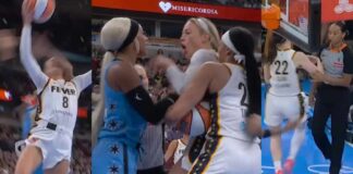 Sophie Cunningham wants to fight DiJonai after flagrant 2 👀 Caitlin Clark tech for bumping ref
