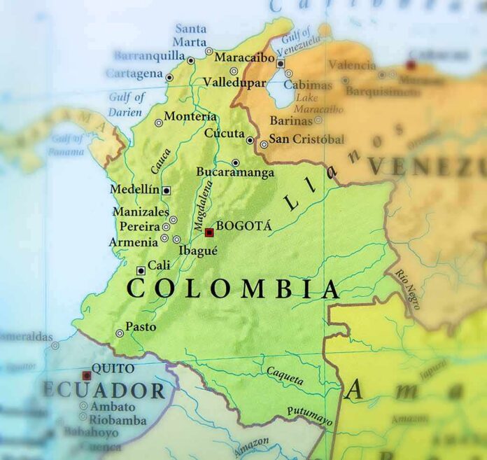 shutterstock_542544487 Map of Colombia with cities and neighboring countries