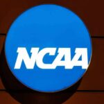 NCAA logo on a blue circular sign