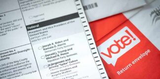 Mail-in ballot with return envelope