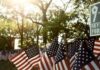 American flags displayed outdoors at a memorial