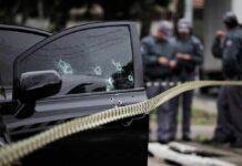 Town GRIPPED With Fear After 18 Bodies Found! Car door with bullet holes at a taped-off crime scene