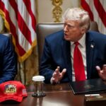 Trump Announces $25 Million Whistleblower Fraud Program Donald Trump speaks at a meeting table beside Marco Rubio
